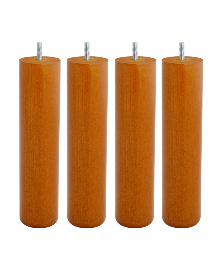 Lot de 4 pieds de lit cylindre H25cm finiton Merisier (photo) Lot de 4 pieds de lit cylindre H25cm finiton Merisier