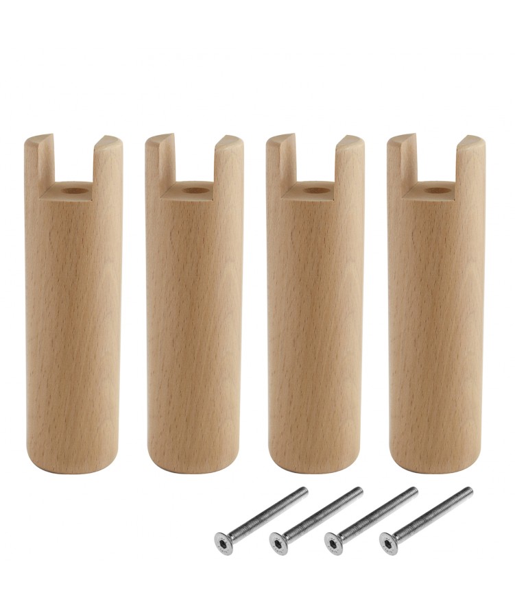 Lot de 4 pieds de lit cadre à lattes H20cm finiton Vernis Naturel (photo) Lot de 4 pieds de lit cadre à lattes H20cm finiton Vernis Naturel