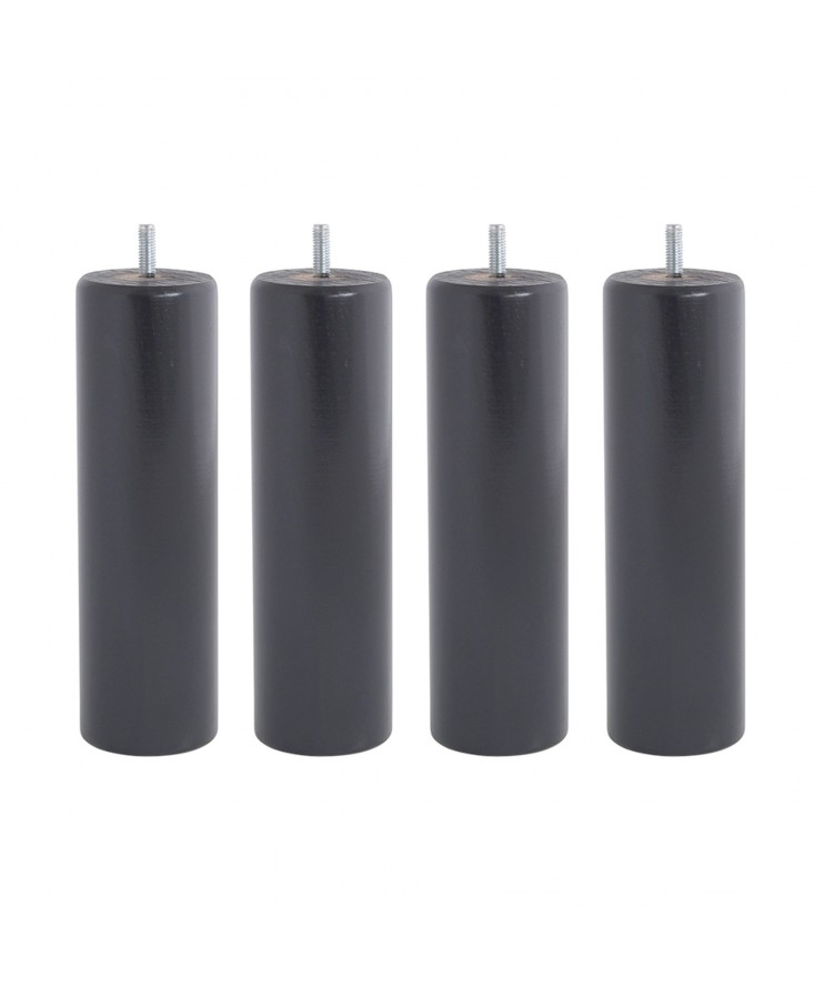 Lot de 4 pieds de lit cylindre H20cm finiton Noir (photo) Lot de 4 pieds de lit cylindre H20cm finiton Noir
