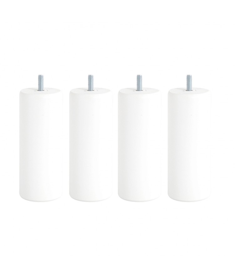 Lot de 4 pieds de lit cylindre H15cm finiton Blanc (photo) Lot de 4 pieds de lit cylindre H15cm finiton Blanc