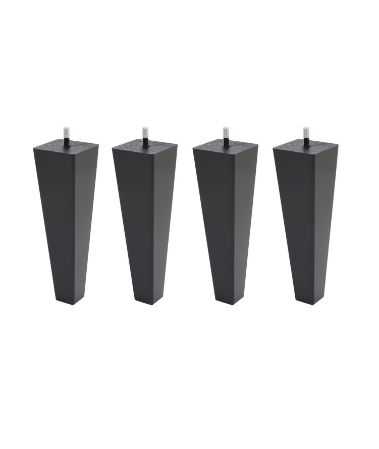 Lot de 4 pieds de lit pyramide H20cm finiton Noir (photo) Lot de 4 pieds de lit pyramide H20cm finiton Noir