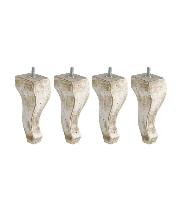 Lot de 4 pieds de lit Louis XV H15cm finiton Blanc vieilli (photo) Lot de 4 pieds de lit Louis XV H15cm finiton Blanc vieilli