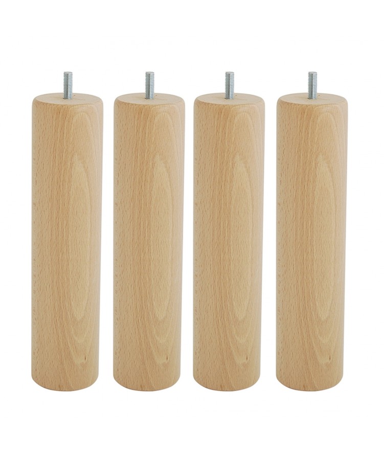 Lot de 4 pieds de lit cylindre H25cm finiton Vernis Naturel (photo) Lot de 4 pieds de lit cylindre H25cm finiton Vernis Naturel