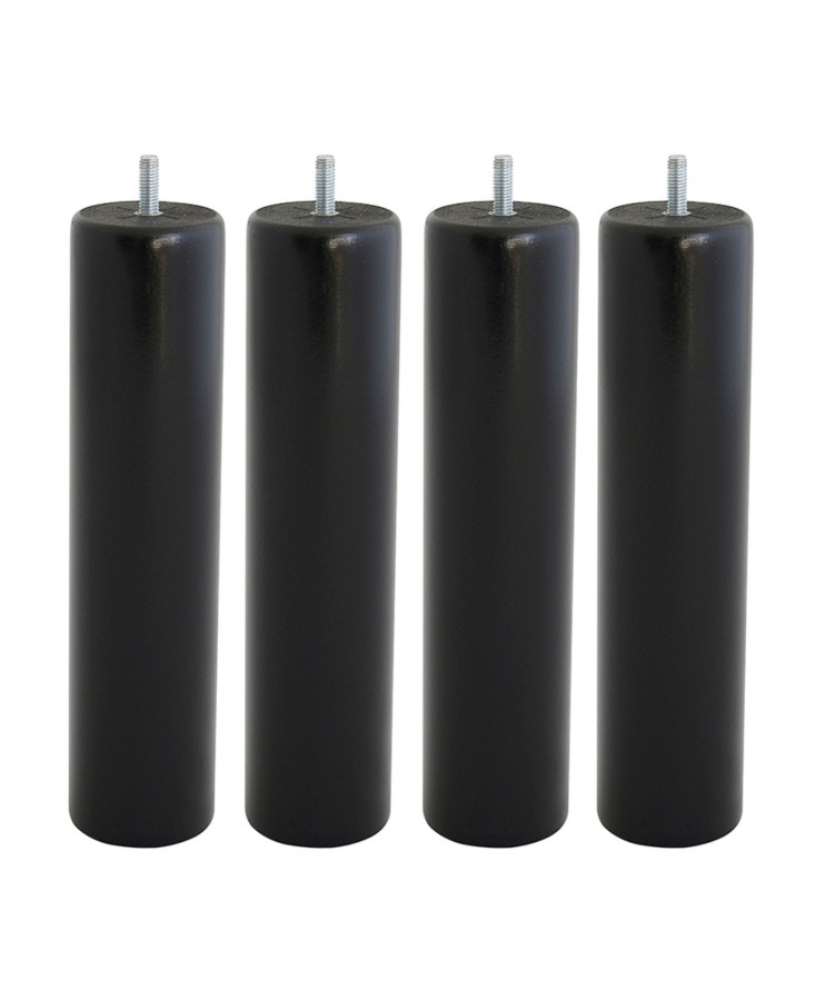 Lot de 4 pieds de lit cylindre H25cm finiton Noir (photo) Lot de 4 pieds de lit cylindre H25cm finiton Noir