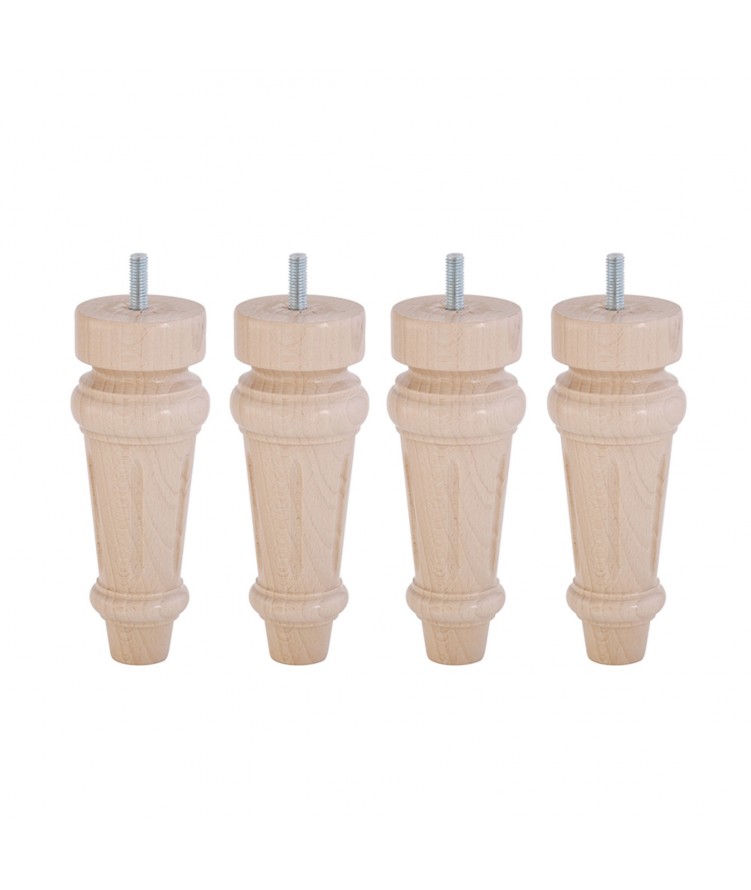 Lot de 4 pieds de lit Louis XVI H15cm finiton Vernis Naturel (photo) Lot de 4 pieds de lit Louis XVI H15cm finiton Vernis Naturel