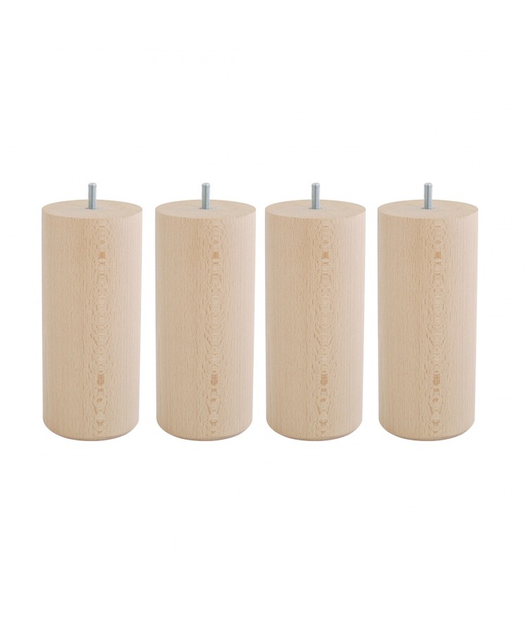 Lot de 4 pieds de lit cylindre H20cm finiton Huilé (photo) Lot de 4 pieds de lit cylindre H20cm finiton Huilé