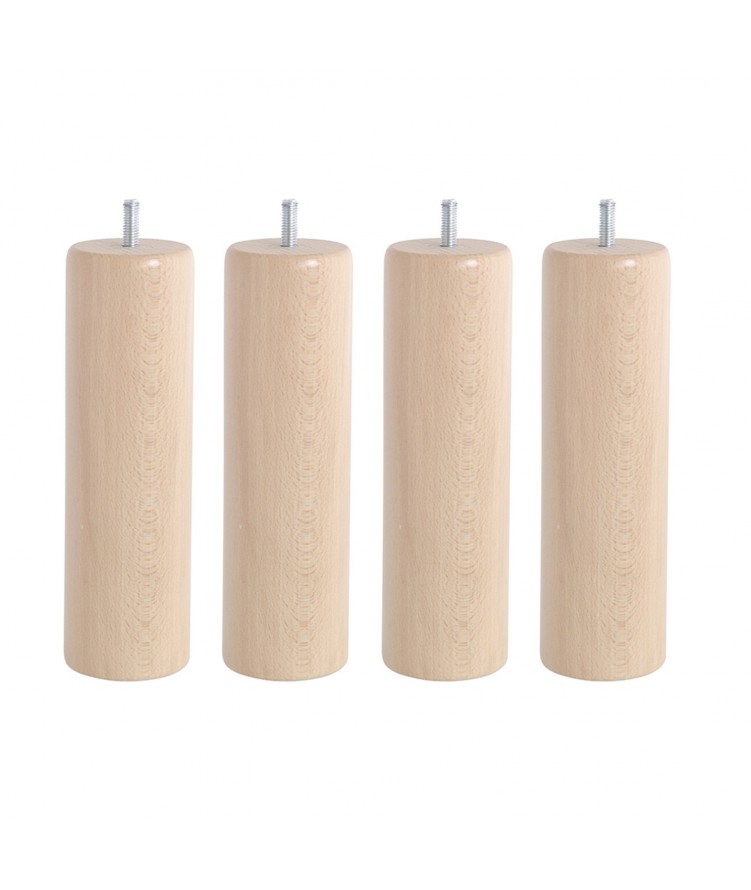 Lot de 4 pieds de lit cylindre H20cm finiton Vernis Naturel (photo) Lot de 4 pieds de lit cylindre H20cm finiton Vernis Naturel