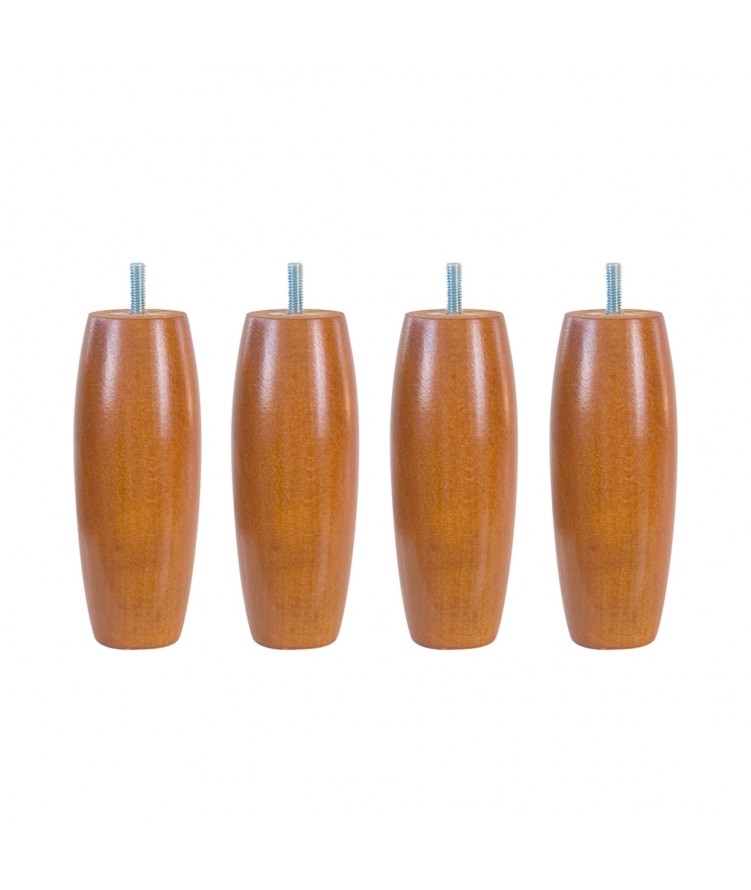 Lot de 4 pieds de lit olive H15cm finiton Merisier (photo) Lot de 4 pieds de lit olive H15cm finiton Merisier