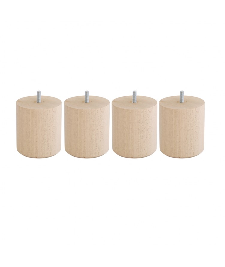Lot de 4 pieds de lit cylindre H10cm finiton Huilé (photo) Lot de 4 pieds de lit cylindre H10cm finiton Huilé