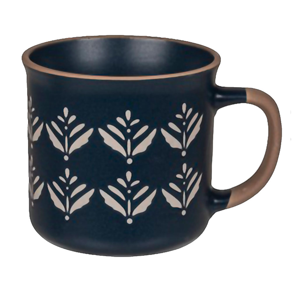 Tasse en céramique bleue motif floral Tasse en céramique bleue motif floral