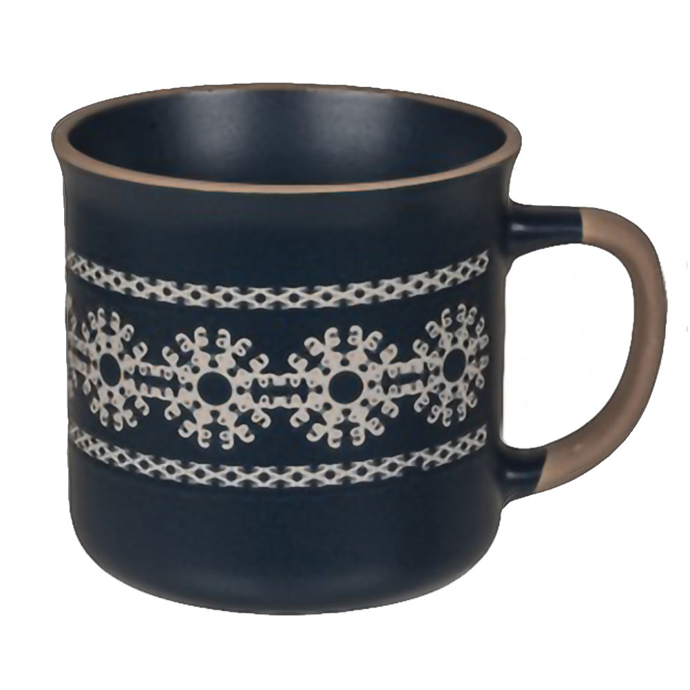 Tasse en céramique bleue motif flocons Tasse en céramique bleue motif flocons