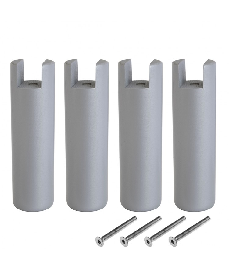 Lot de 4 pieds de lit cadre à lattes H20cm finiton Gris (photo) Lot de 4 pieds de lit cadre à lattes H20cm finiton Gris
