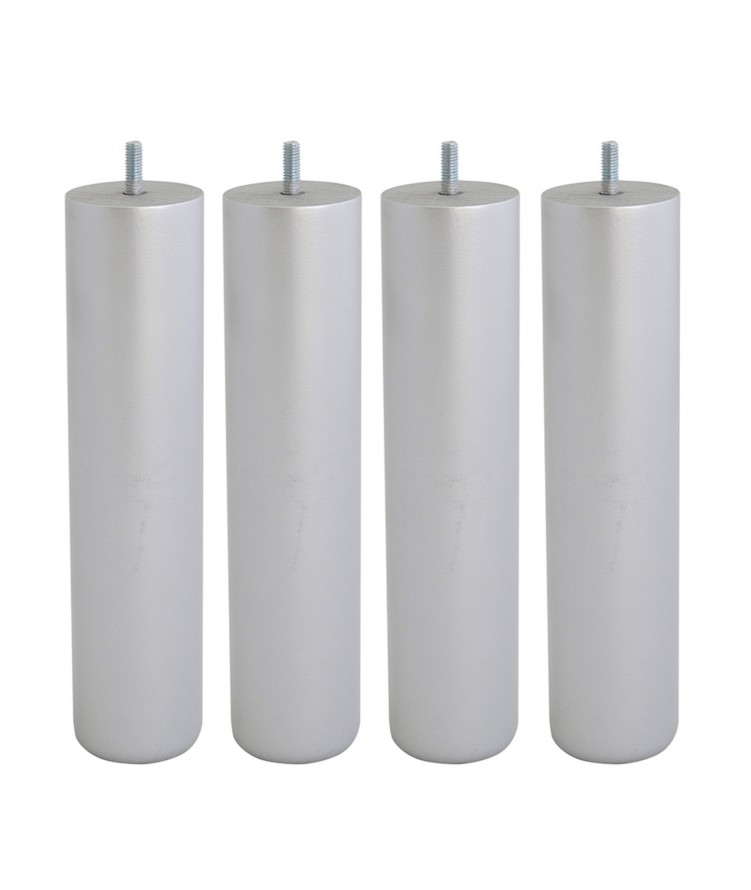 Lot de 4 pieds de lit cylindre H25cm finiton Gris (photo) Lot de 4 pieds de lit cylindre H25cm finiton Gris