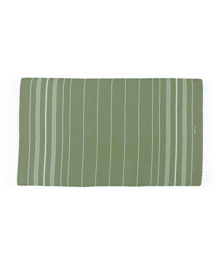 Fouta en coton peigné Olive 50 x 100 cm (photo) Fouta en coton peigné Olive 50 x 100 cm