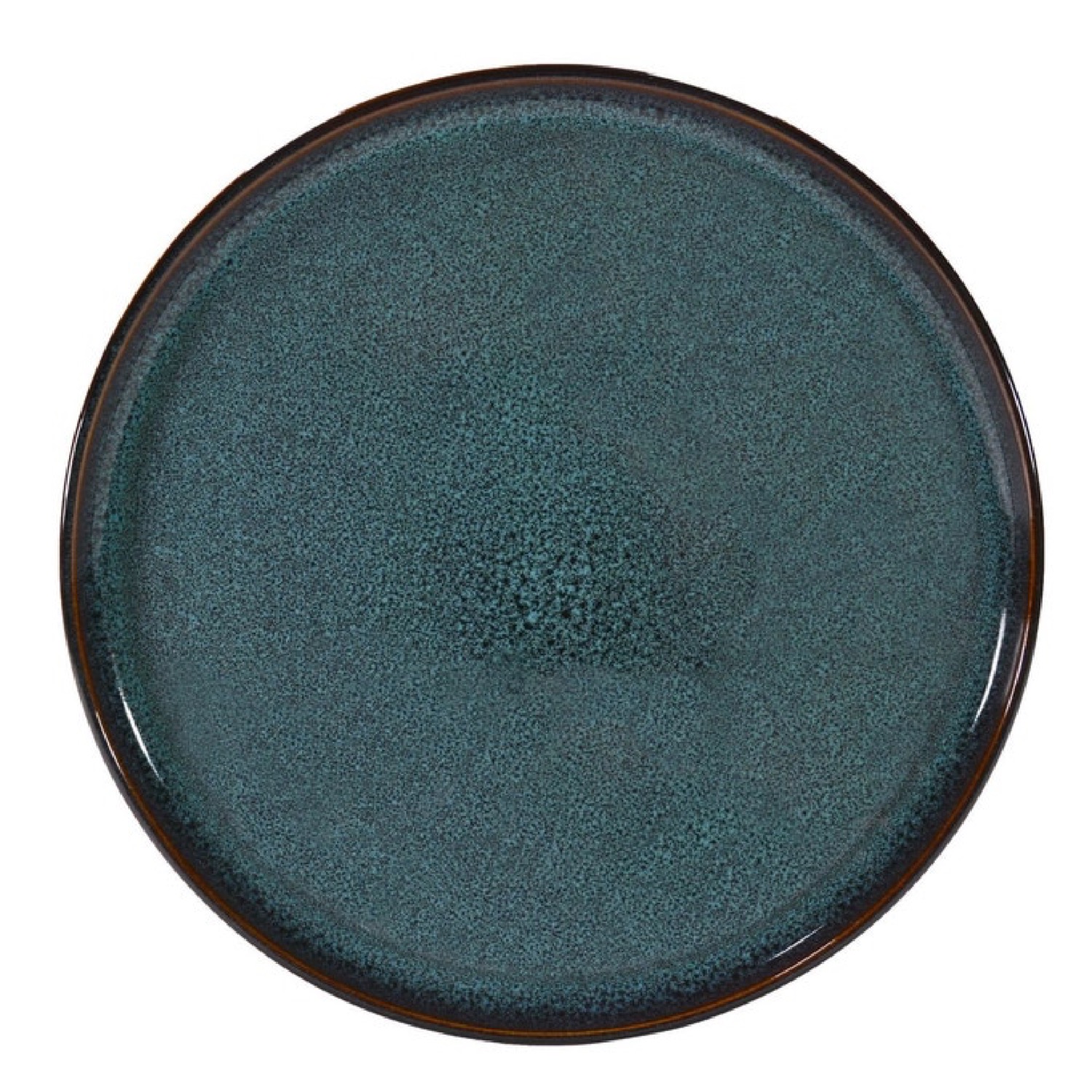 Assiette plate en grés artisanal bleu 27 cm - Lot de 4 Assiette plate en grés artisanal bleu 27 cm - Lot de 4
