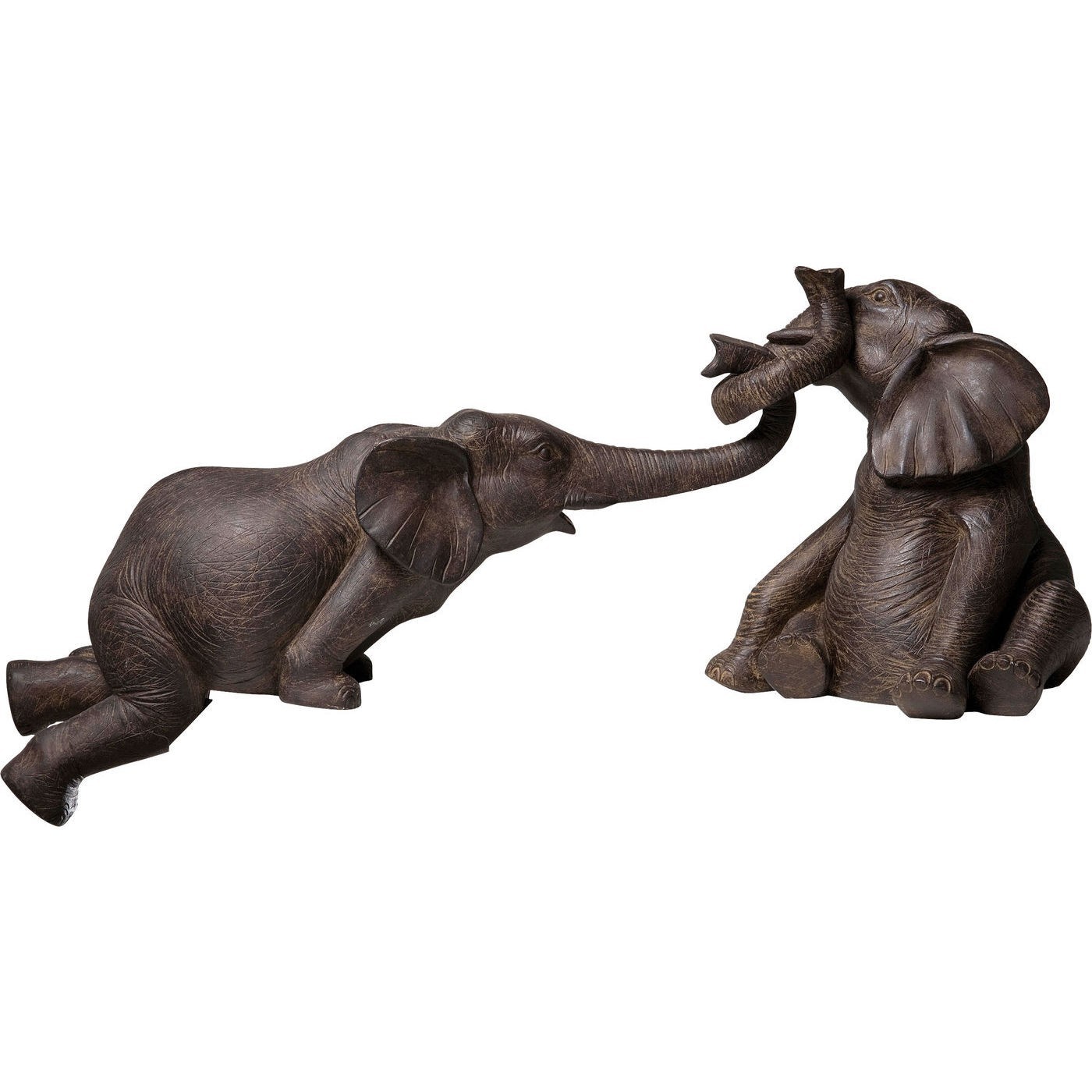 Statuette éléphants en polyrésine marron (x2) Statuette éléphants en polyrésine marron (x2)
