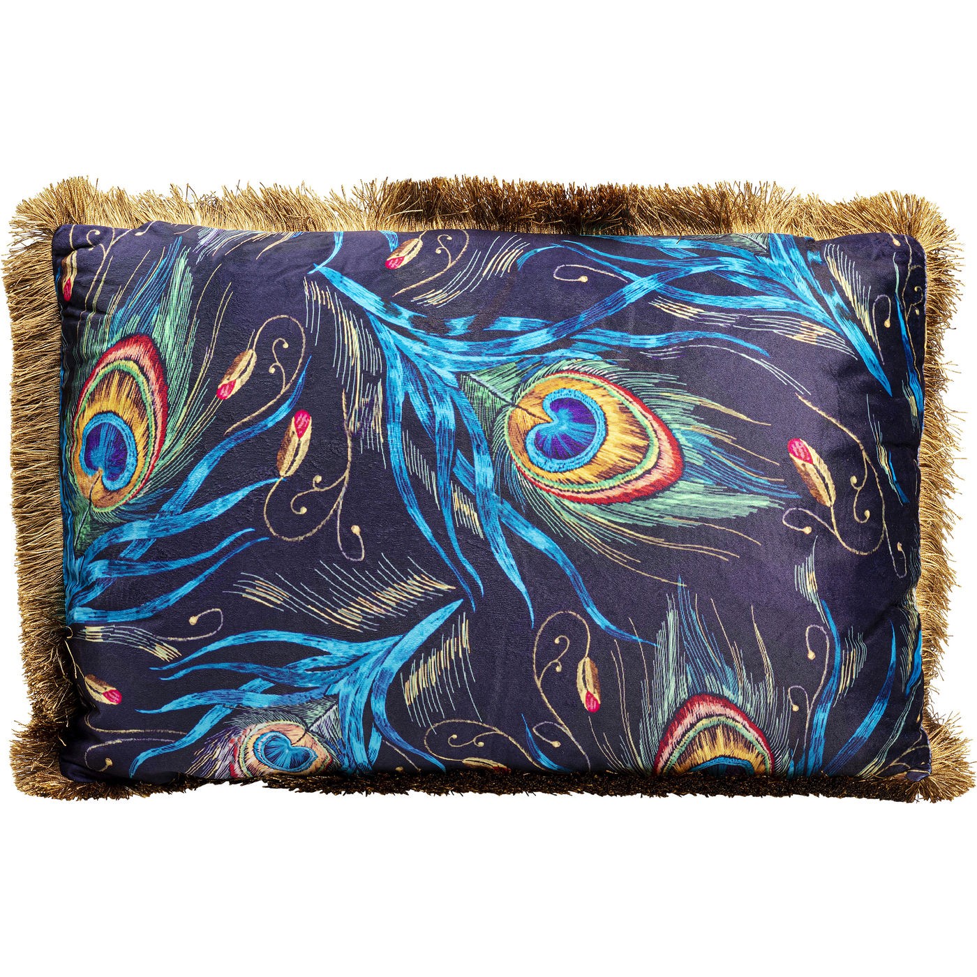 Coussin bleu imprimés plumes de paon 40x60 Coussin bleu imprimés plumes de paon 40x60