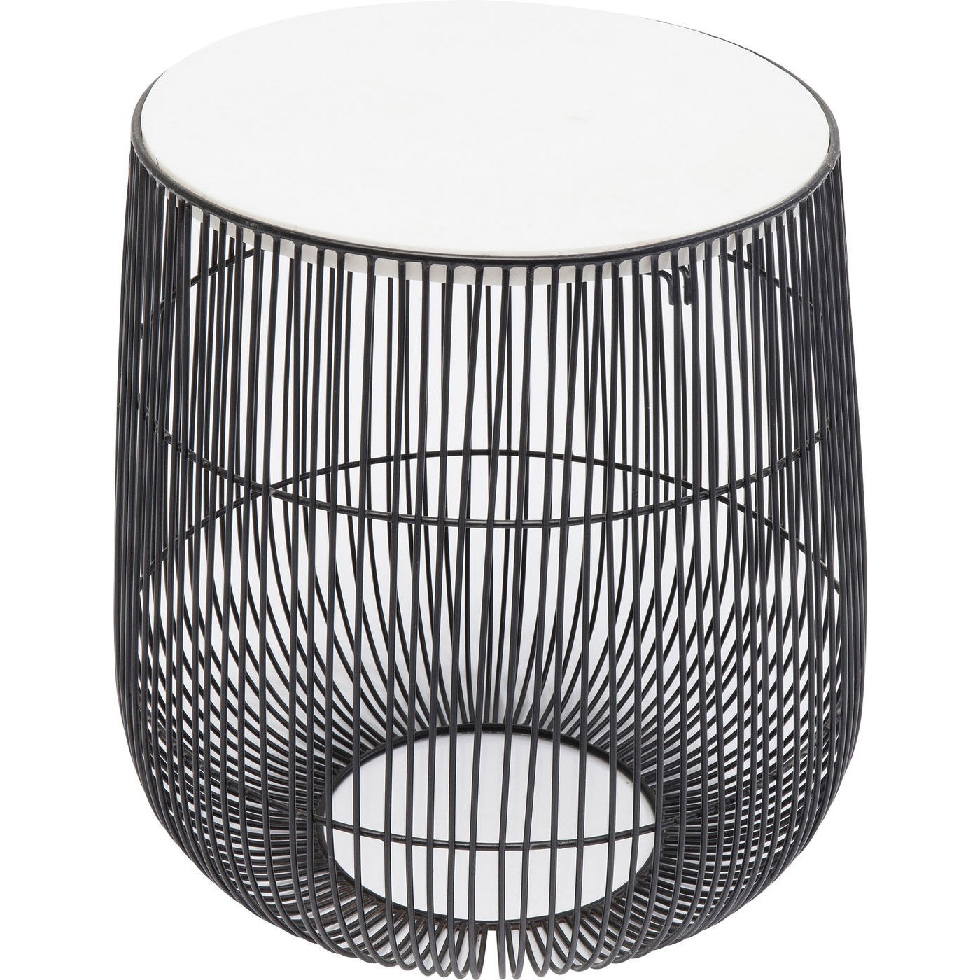 Table d'appoint ronde en marbre blanc et acier noir D32
