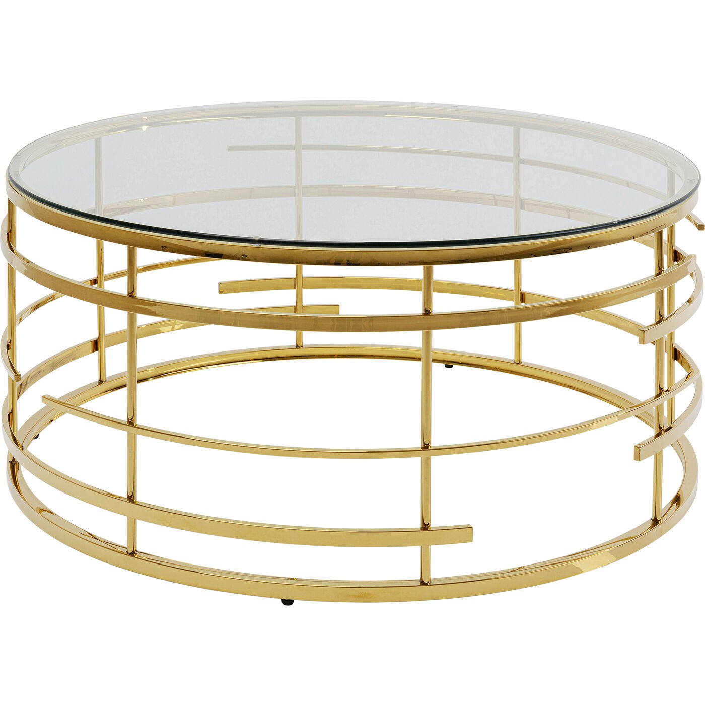 Table basse ronde en verre et acier doré
