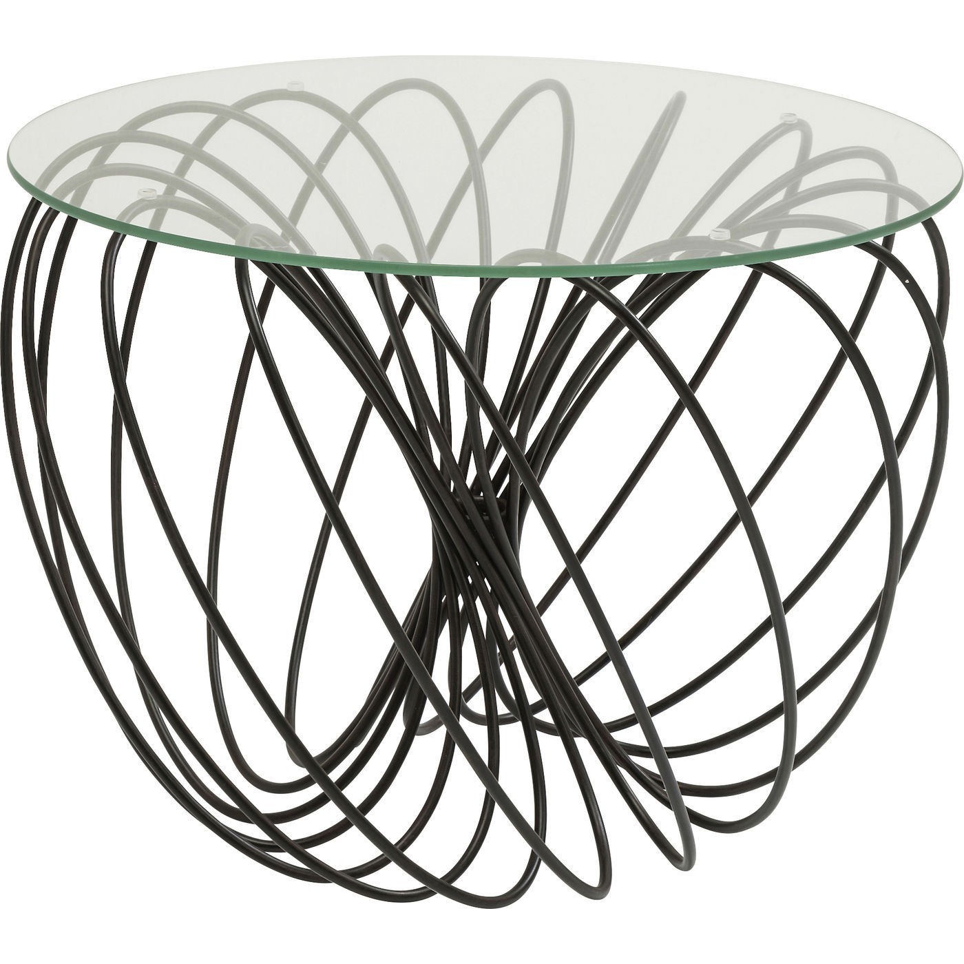 Table basse ronde en verre et acier