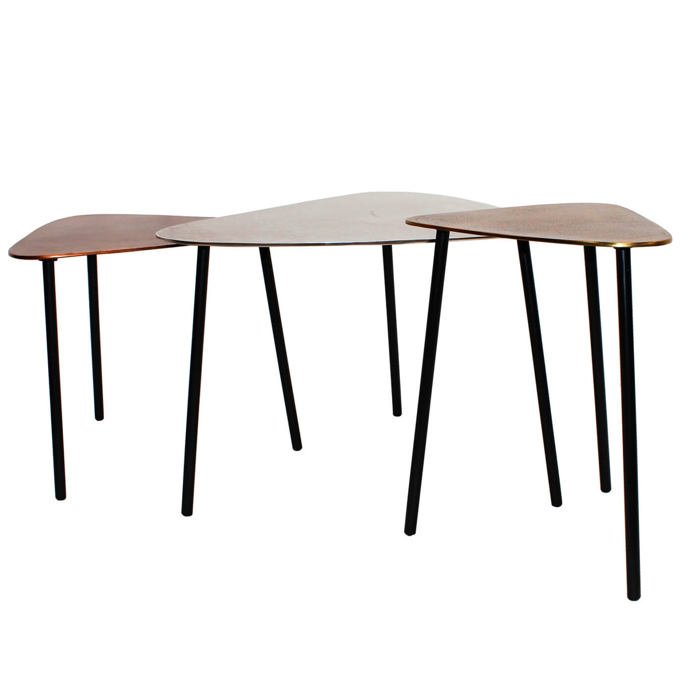 3 tables basses en aluminium et acier (photo) 3 tables basses en aluminium et acier