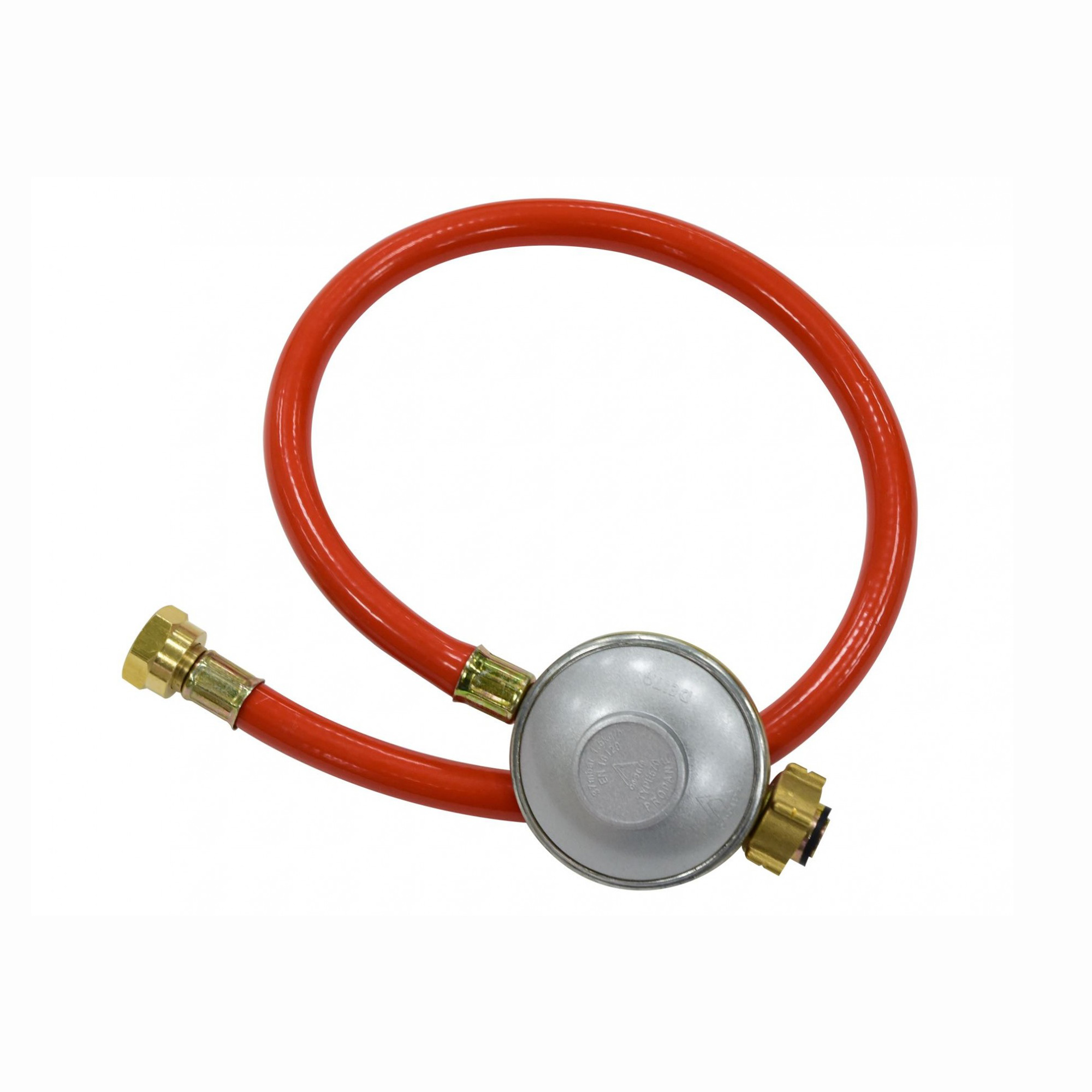 Kit flexible gaz 74 cm avec détendeur en métal et caoutchouc Kit flexible gaz 74 cm avec détendeur en métal et caoutchouc