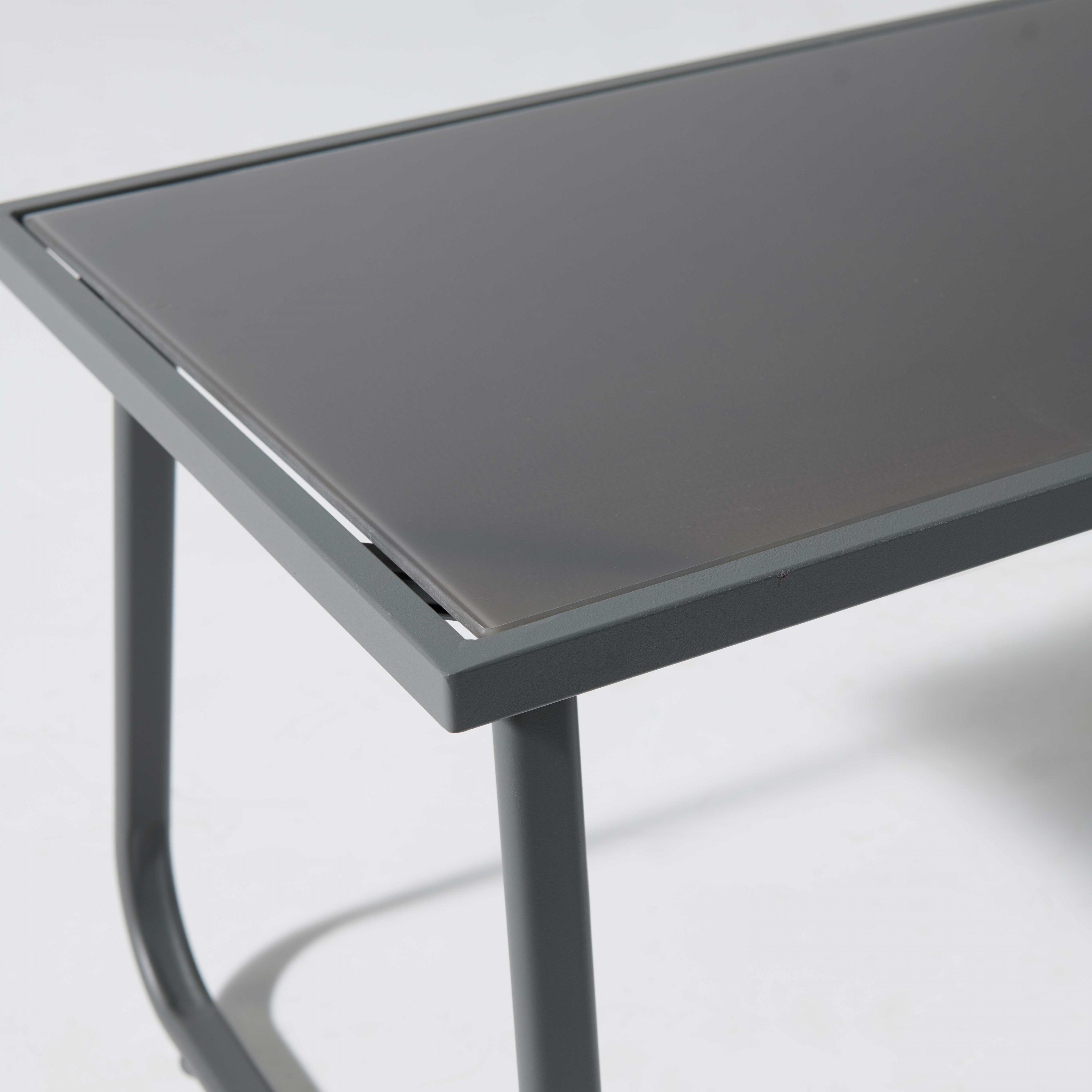 Salon de jardin 4 places en acier gris clair