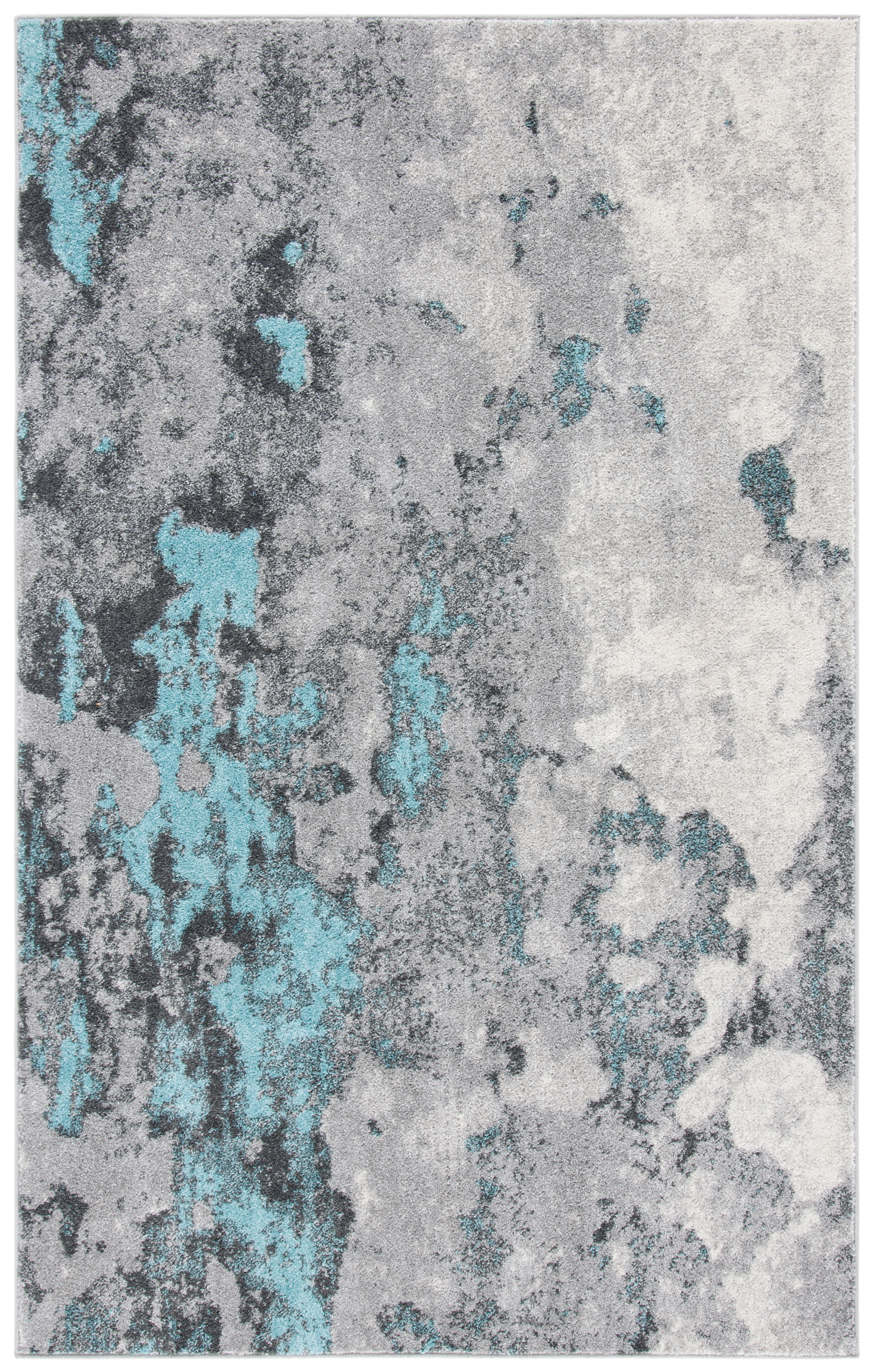 Tapis de salon contemporain turquoise et gris 121x182 Tapis de salon contemporain turquoise et gris 121x182