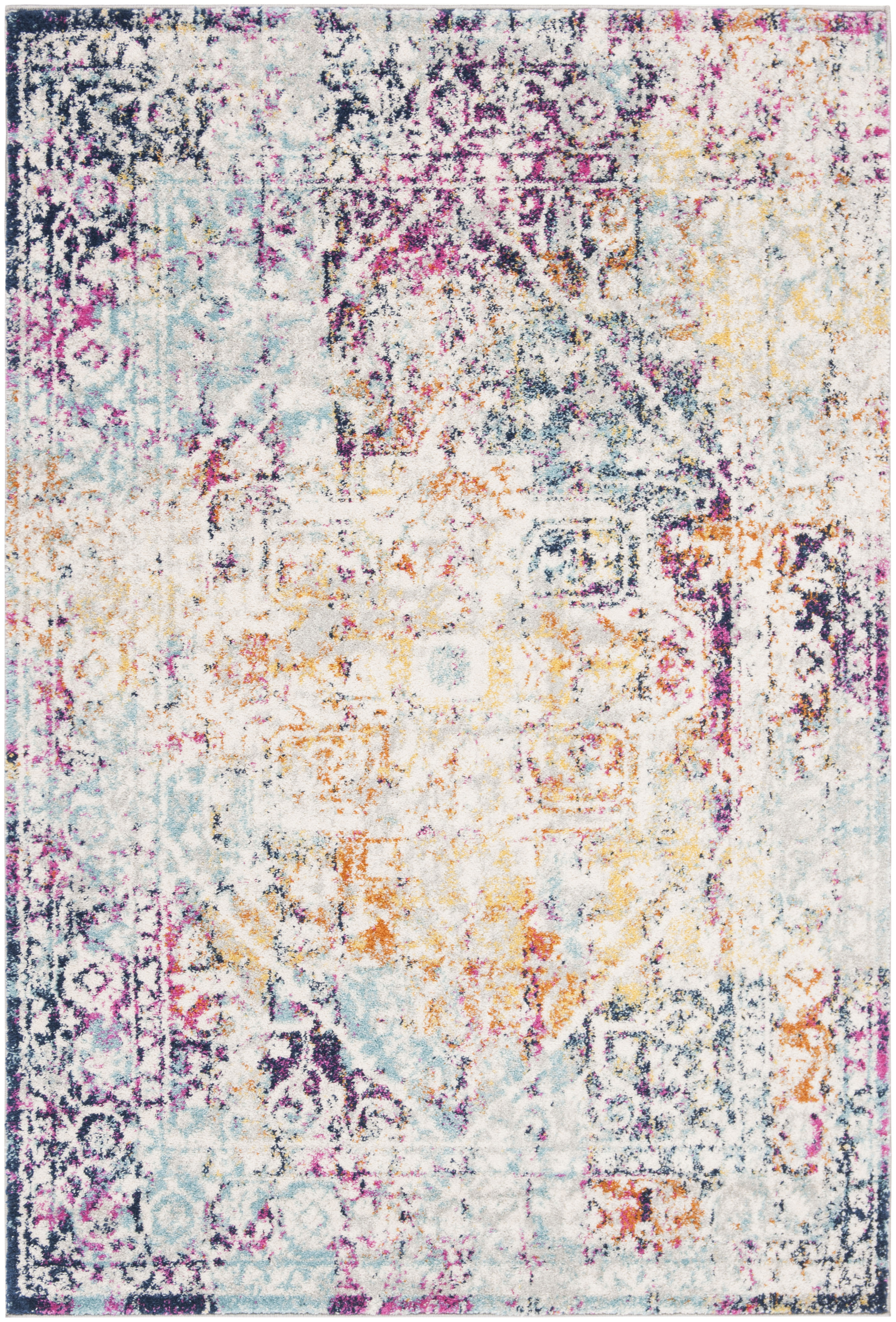 Tapis de salon contemporain ivoire et turquoise 91x152 Tapis de salon contemporain ivoire et turquoise 91x152