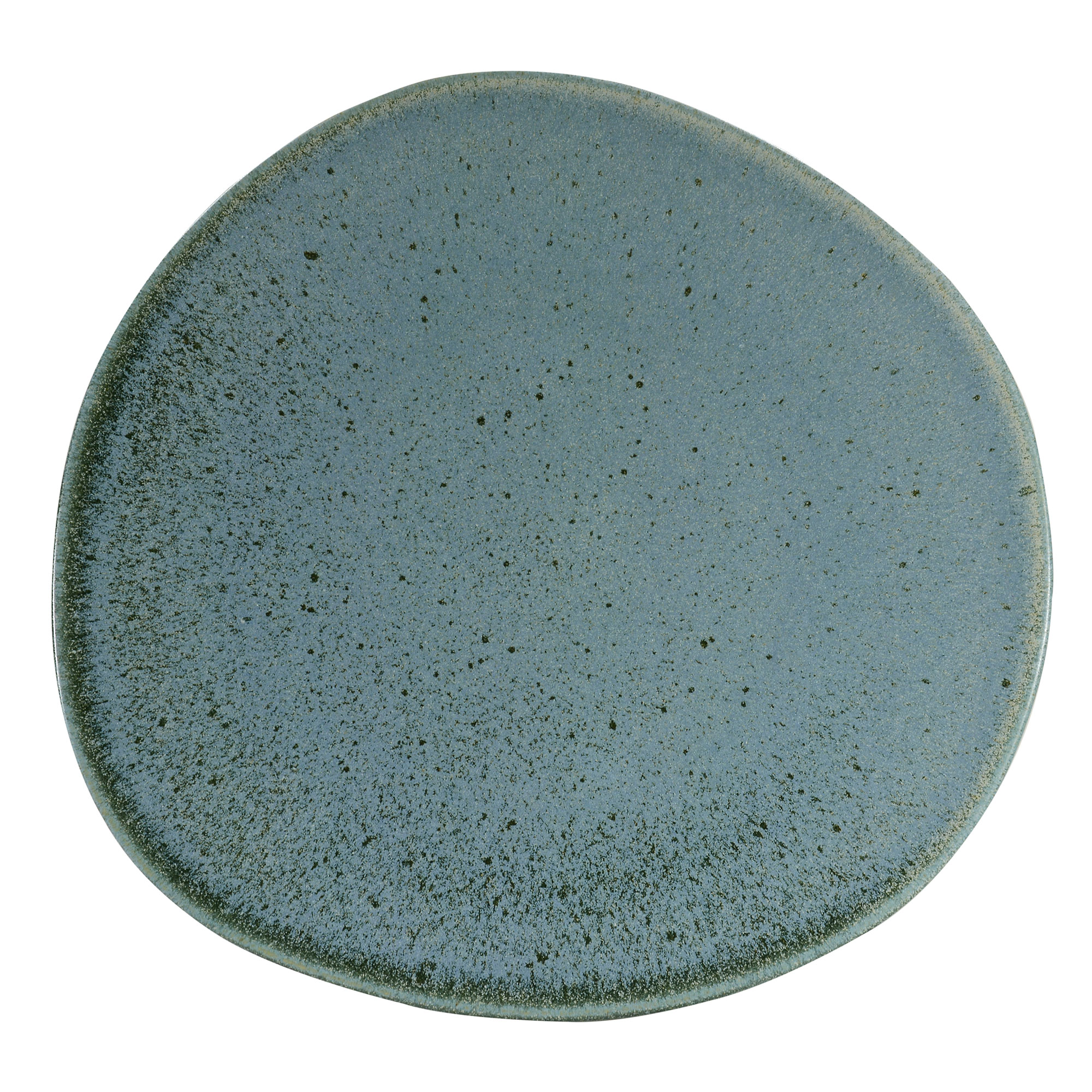 Assiette plate en grès réactif bleu 27 cm - Lot de 6
