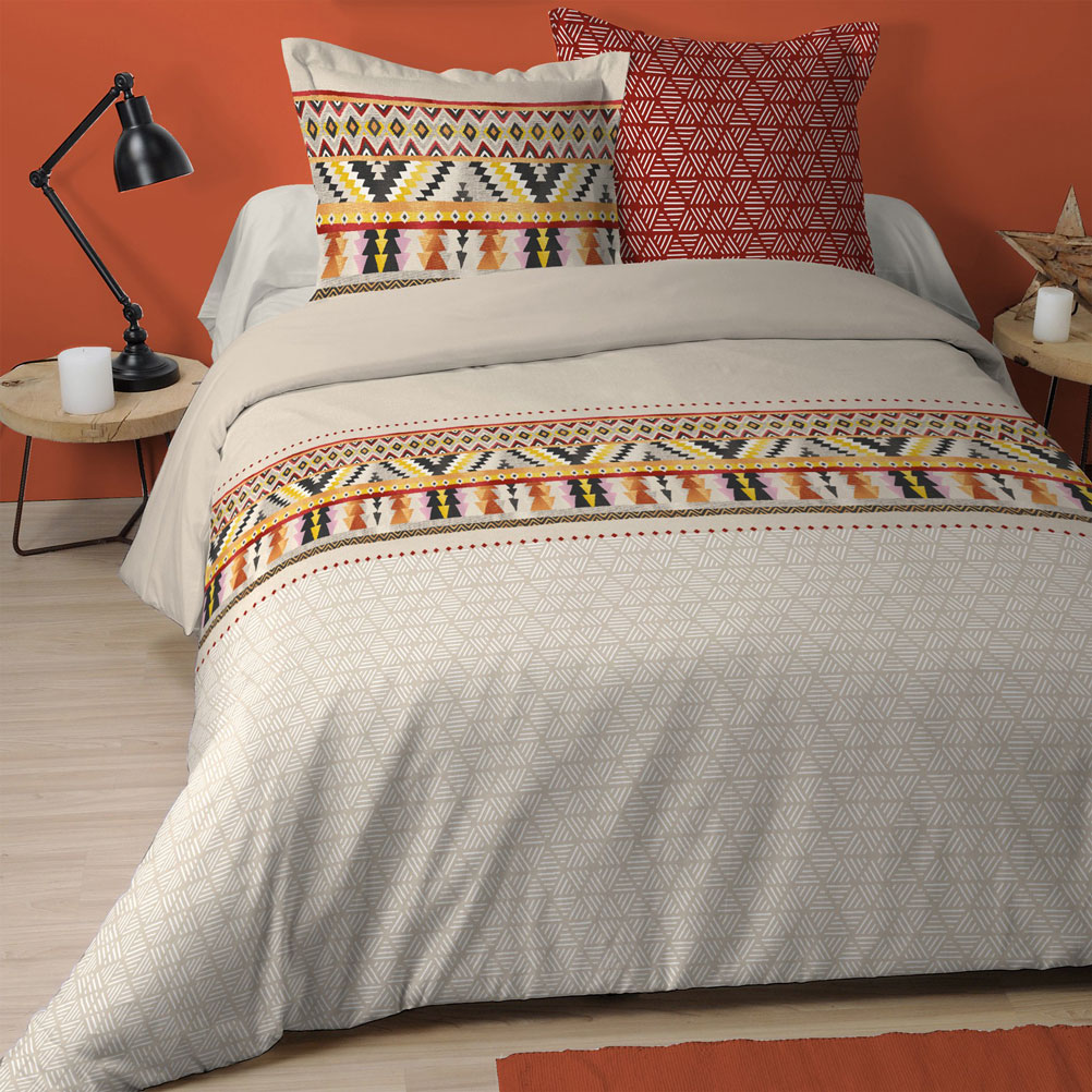 Parure de lit en coton beige 240x260cm