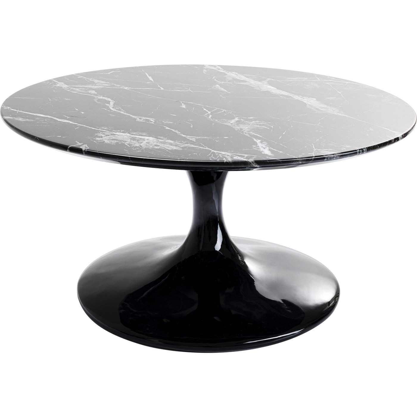 Table basse ronde noire effet marbre et fibre de verre