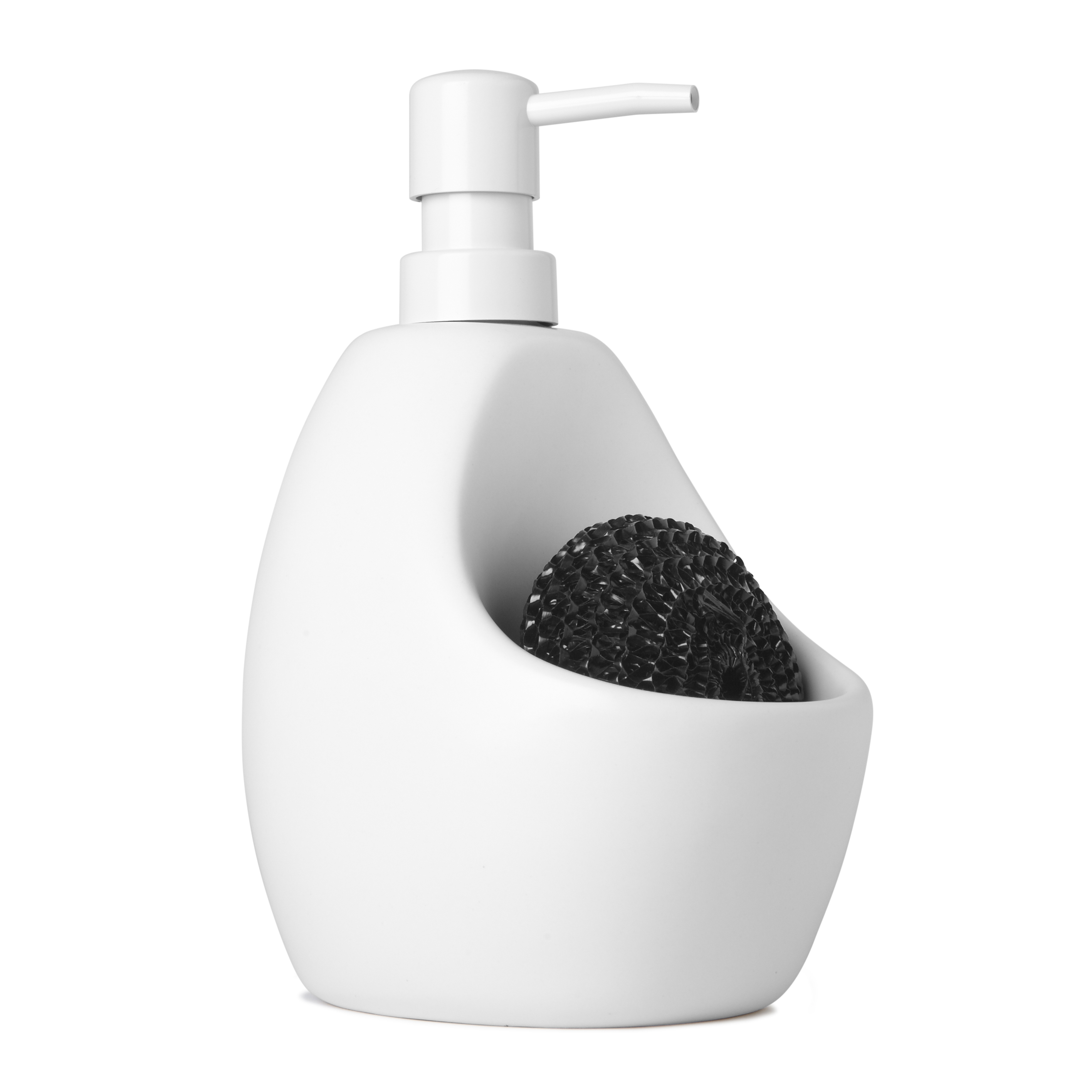 Distributeur de savon 591ml et porte éponge, en céramique blanche