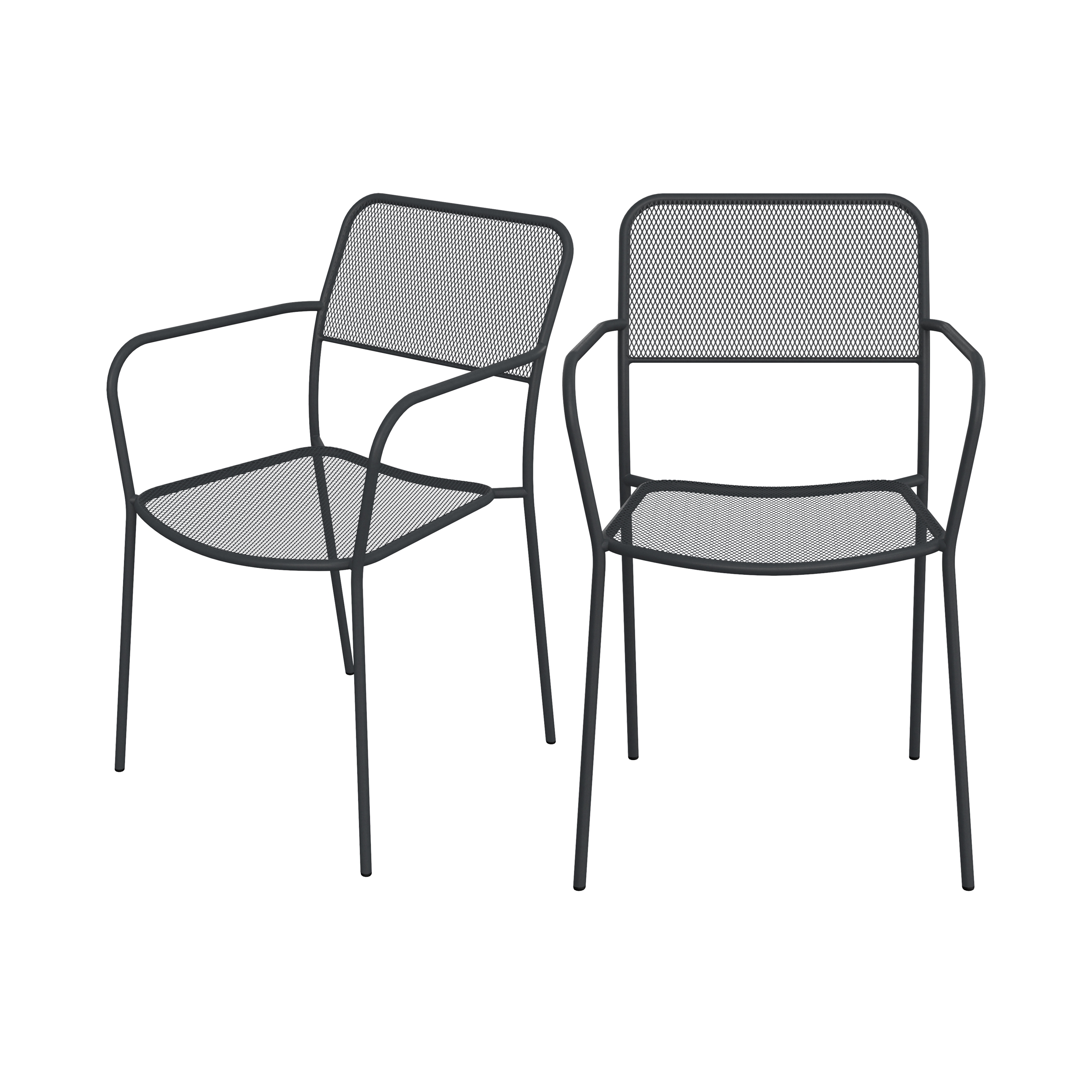 Chaise de jardin en métal gris mat (lot de 2) (photo) Chaise de jardin en métal gris mat (lot de 2)
