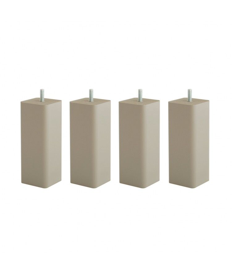 Lot de 4 pieds de lit carrés H15cm finiton Taupe (photo) Lot de 4 pieds de lit carrés H15cm finiton Taupe