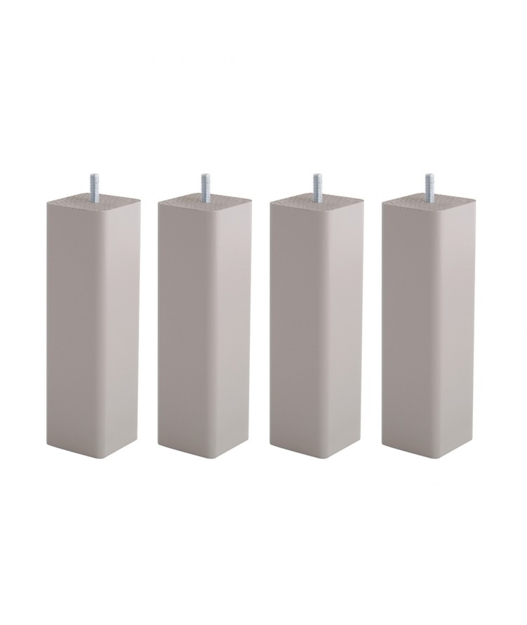 Lot de 4 pieds de lit carrés H20cm finiton Taupe (photo) Lot de 4 pieds de lit carrés H20cm finiton Taupe