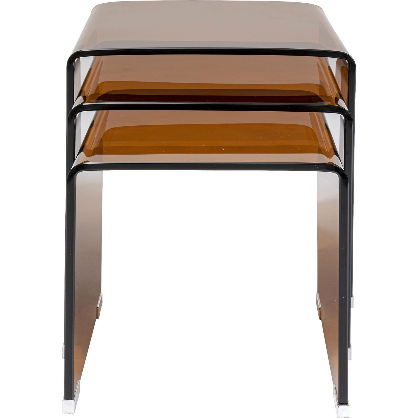 3 tables d'appoint en verre coloré marron (photo) 3 tables d'appoint en verre coloré marron