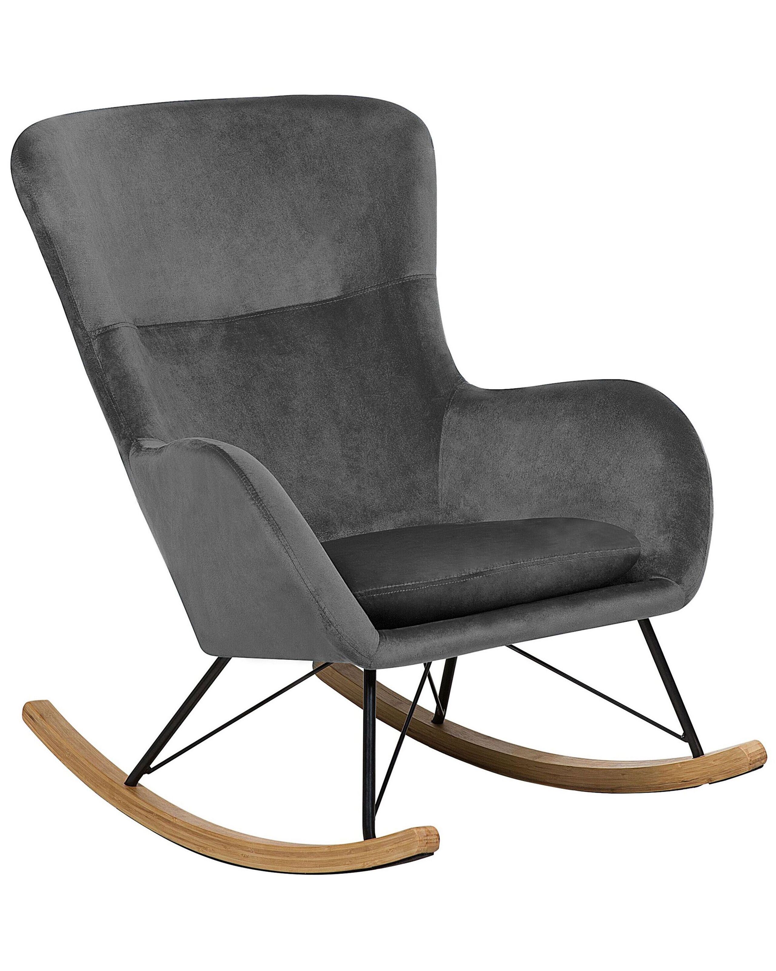 Chaise à bascule en velours gris foncé (photo) Chaise à bascule en velours gris foncé