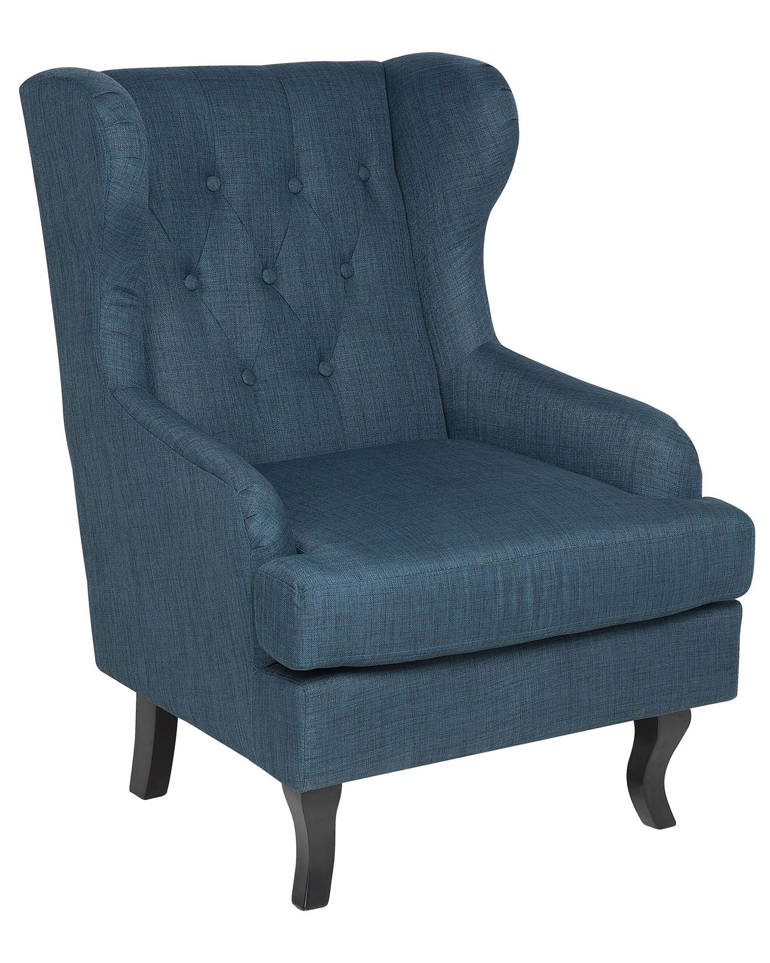 Fauteuil en tissu tapissé bleu foncé (photo) Fauteuil en tissu tapissé bleu foncé