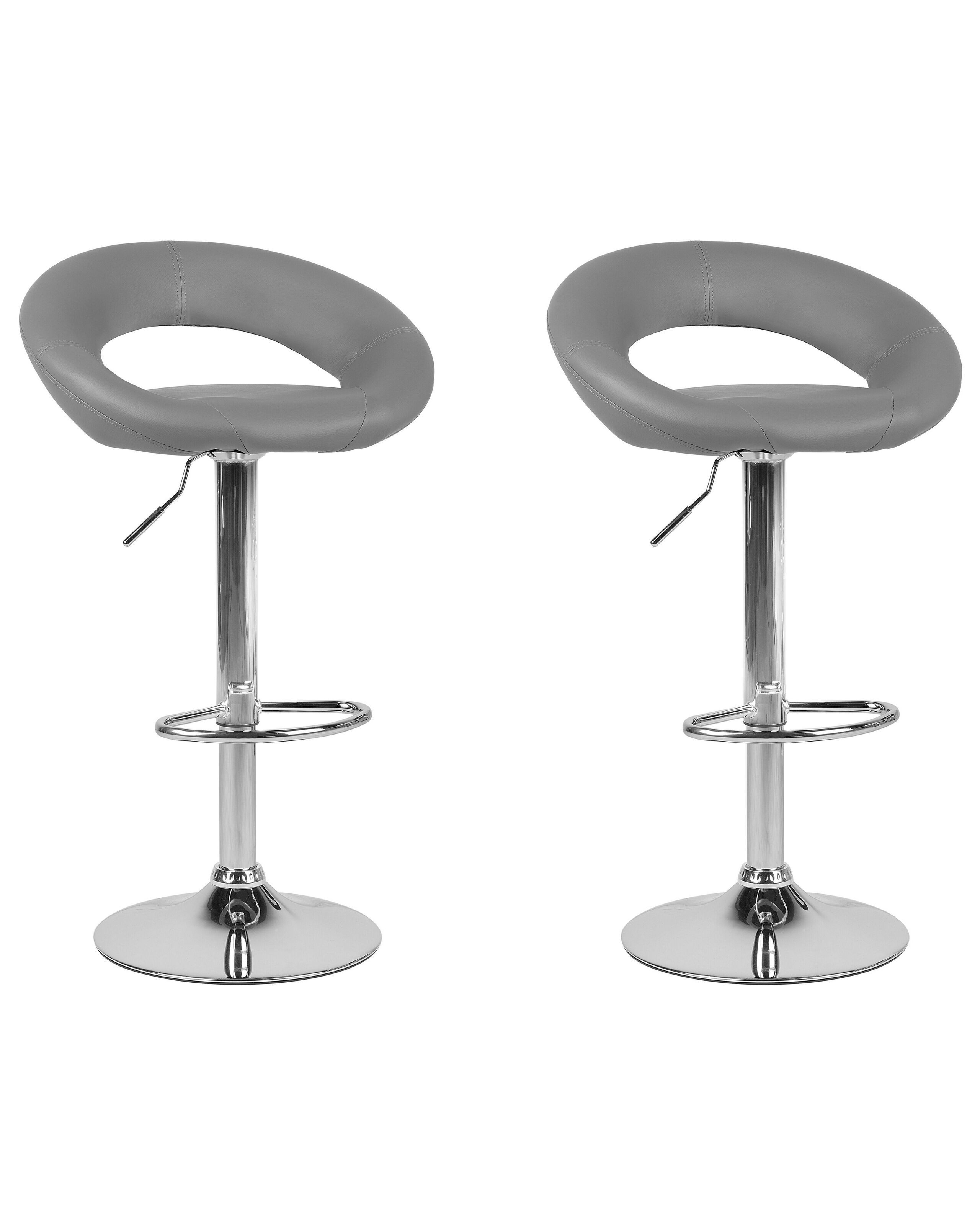 Tabouret rotatif Set de 2 Cuir PU Gris