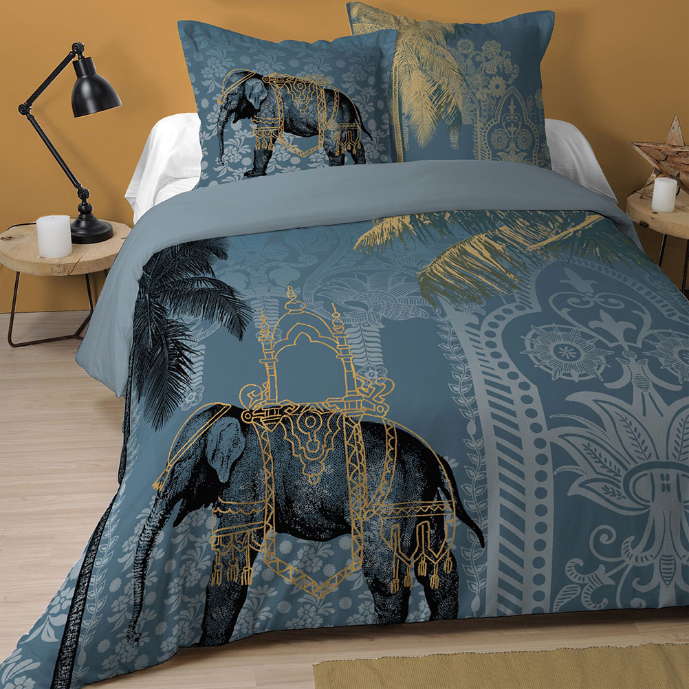 Parure de lit grise en coton 240x260cm Parure de lit grise en coton 240x260cm