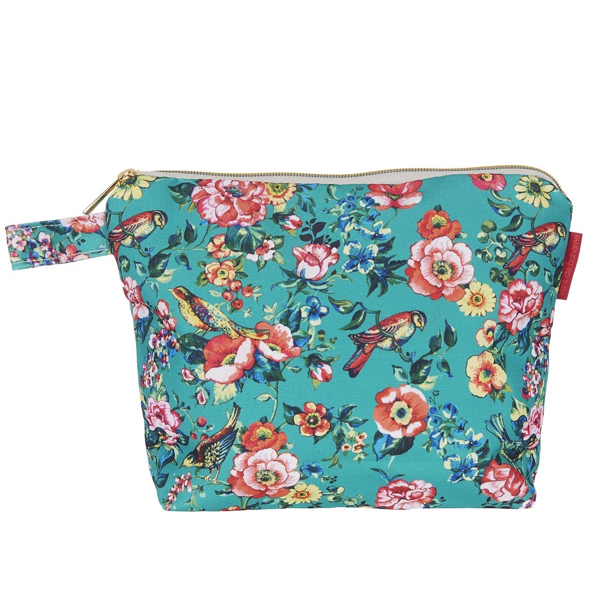 Grande pochette imprimé fleuri turquoise 19x28cm Grande pochette imprimé fleuri turquoise 19x28cm