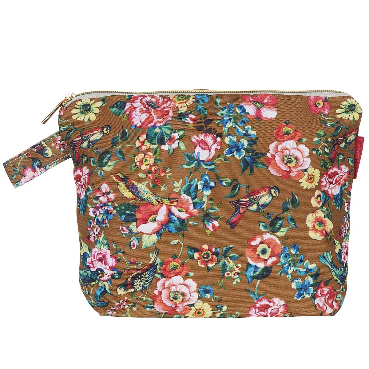 Grande pochette imprimé fleuri bronze 19x28cm Grande pochette imprimé fleuri bronze 19x28cm