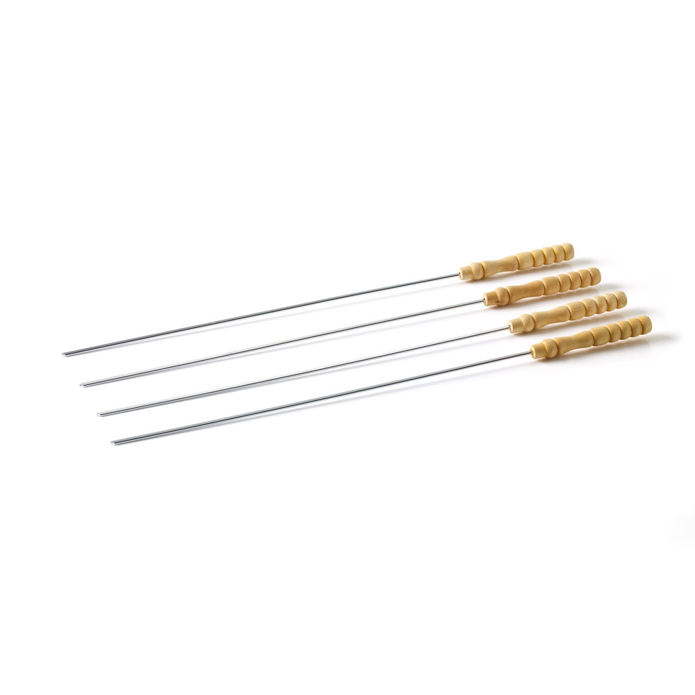 Lot de 4 pics à brochettes avec manche en bois