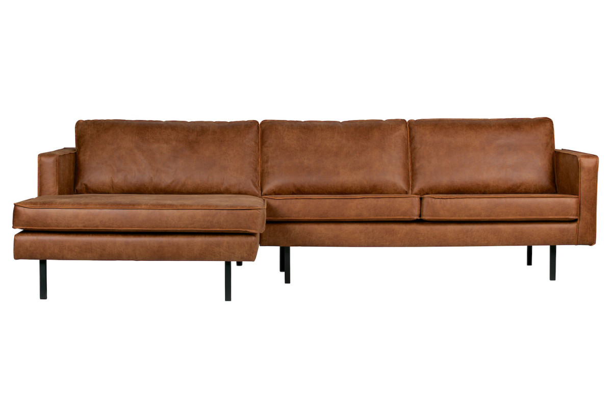 Canapé d'angle gauche 4 places vintage méridienne XXL cognac Canapé d'angle gauche 4 places vintage méridienne XXL cognac