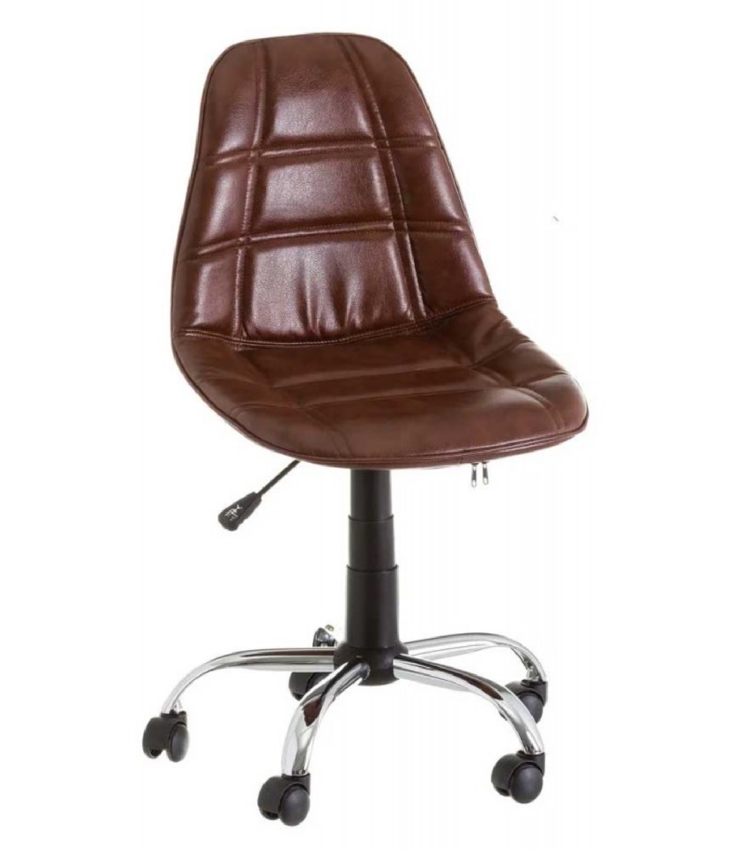 Chaise de bureau style vintage similicuir marron (photo) Chaise de bureau style vintage similicuir marron