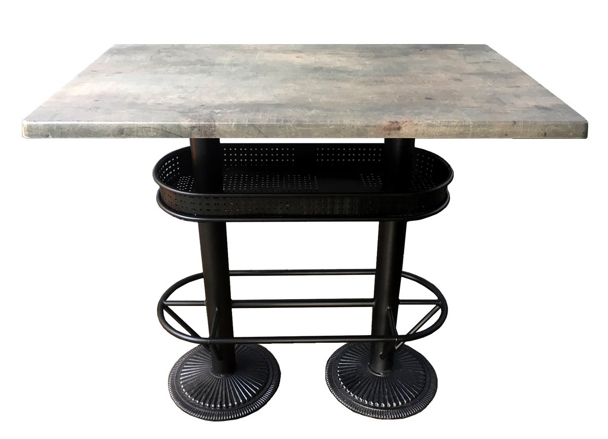 Table bistrot/industriel plateau effet beton gris