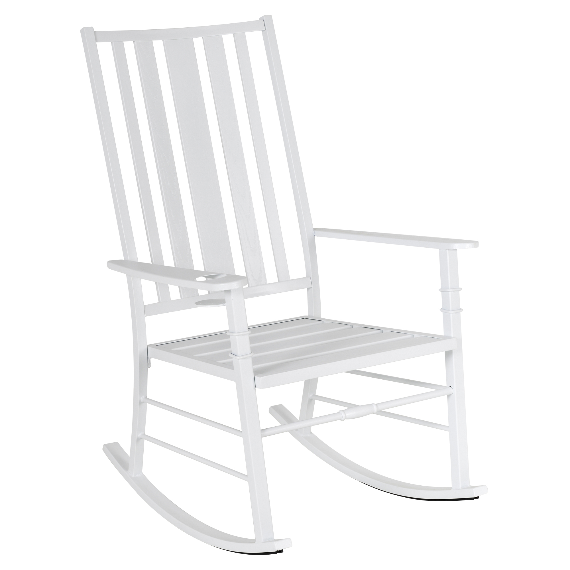 Rocking chair style néo-rétro à lattes métal époxy aspect bois