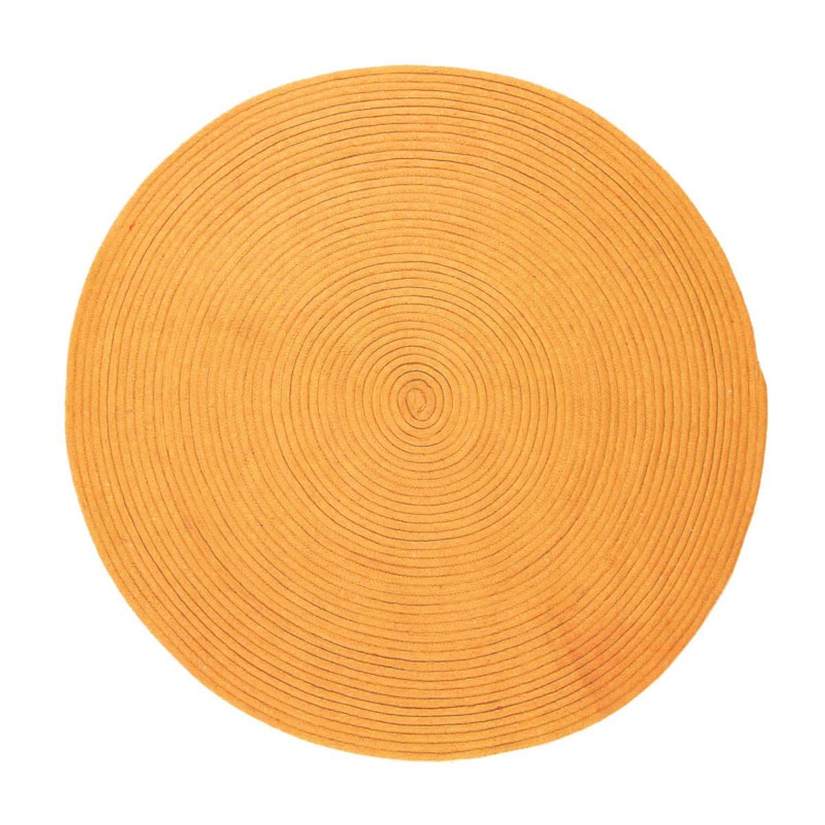 Tapis en coton réversible effet cordage jaune diam.120 Tapis en coton réversible effet cordage jaune diam.120