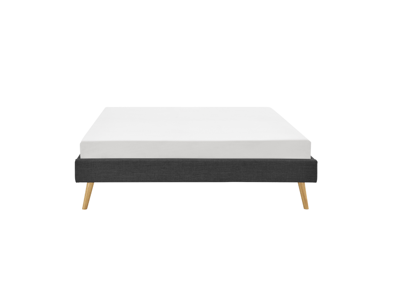 Cadre de lit scandinave en tissu gris foncé 140x190 (photo) Cadre de lit scandinave en tissu gris foncé 140x190